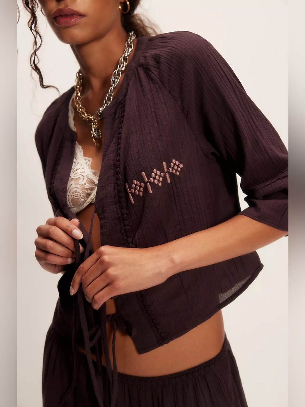 Anthropologie Free People Bright Side Embroidered Jacket M